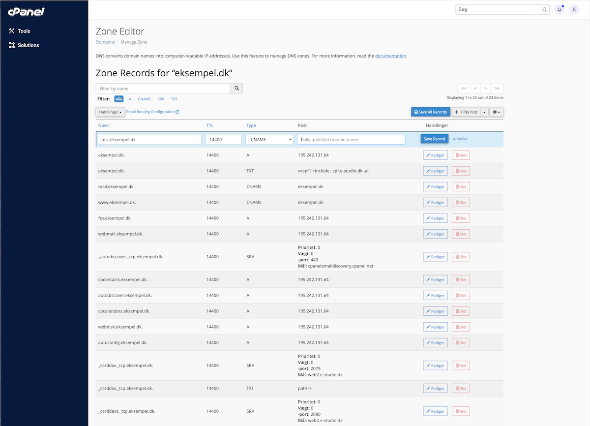 DNS Zone editor